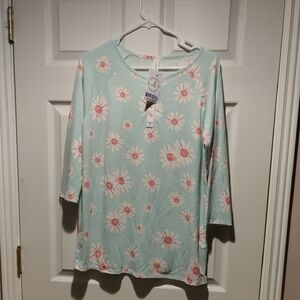 Honeyme Mint Green Daisy Top With Snap Front Detail